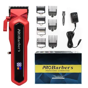 Electric Red Hair Trimmer Professional Haircut Salon Cordless Trimmer Waterproof Hair Clippers For Men Grooming Kit