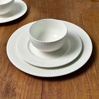 Service de vaisselle HIXIN moderne et simple en céramique blanche durable, sous glaçure, pour mariage, fête, assiettes à soupe, dessert, salade, riz et bols