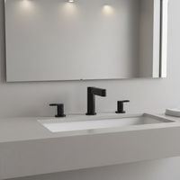 Robinet mitigeur de lavabo contemporain pour salle de bain d'hôtel, en laiton massif, trois trous, double poignée, avec cartouche céramique, à poser sur le plan, eau chaude et froide