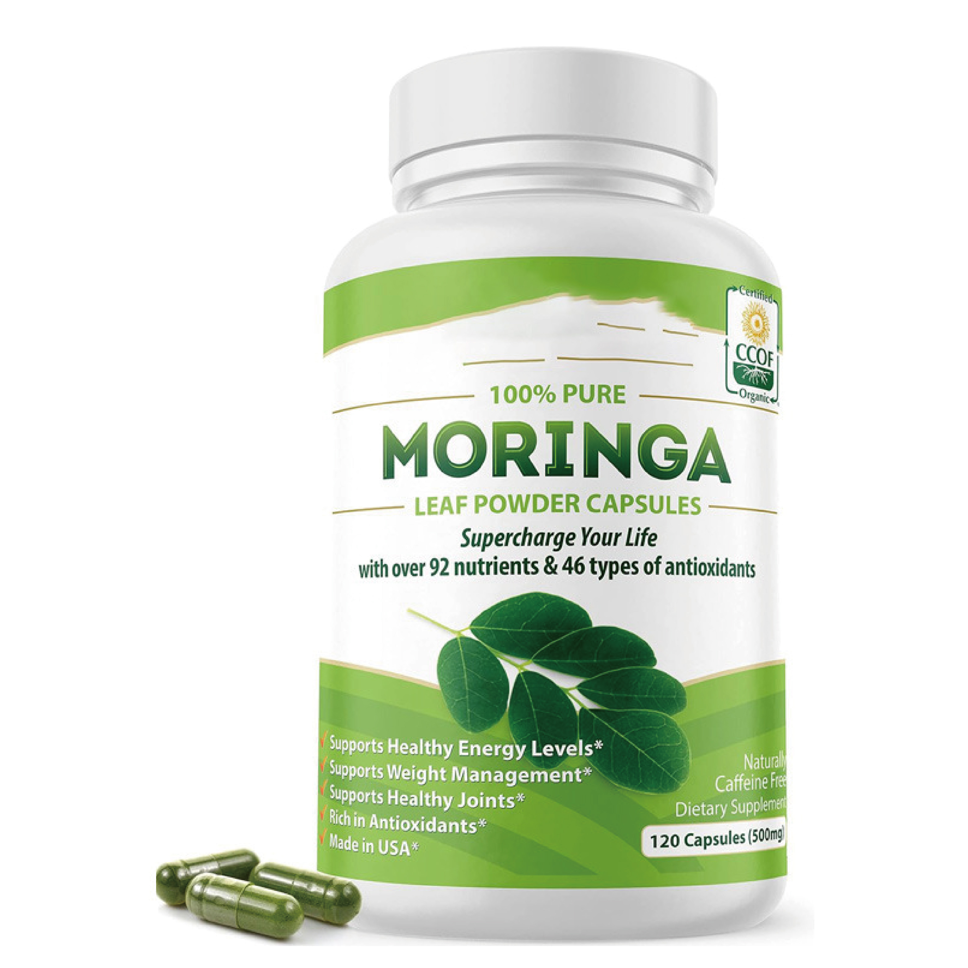 Оптовая продажа OEM Moringa Oleifera Капсулы 100% чистый порошок листьев для взрослых травяные добавки для энергетического обмена иммунной поддержки