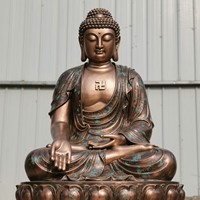 Statue de Bouddha en cuivre et laiton antique sur mesure, revêtement en poudre, couleur personnalisée pour décoration religieuse ou culturelle en extérieur