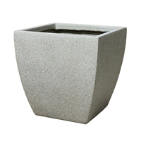 Offre Spéciale : Ensemble de 4 Jardinières Minimalistes, Écologiques et Légères, Carrées Courtes, Texturées à Pois, Gris Clair Mat, pour Jardin, Maison et Extérieur