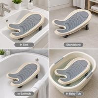 Support de bain pour bébé avec repose-jambes, ventouses puissantes, antidérapant, drainage rapide, pliable, rangement compact, 574g, PP+TPE, 3 couleurs, OEM