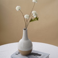 Ornement de table à manger d'intérieur créatif de luxe nordique fait à la main deux tons grès sableux blanc et brun Vase en céramique Vase à fleurs