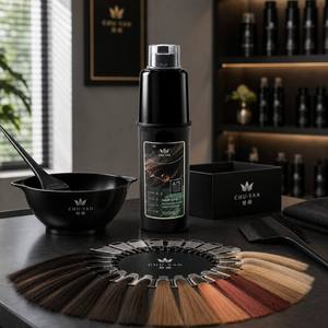 สีผมสำหรับร้านตัดผมมืออาชีพ: ยี่ห้อ Chuyan Men's Salon - ใช้งานง่าย รวดเร็ว - ขนาดใหญ่ 500 มล. แบบปั๊ม - Product Image 5