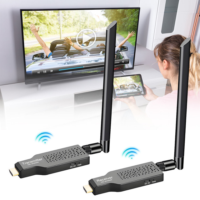 SYONG 50M 1080P 60hz Wireless HDMI Transmitter & Receiver 1080P Audio Video Extender for PC TV Camera,Plug and Play