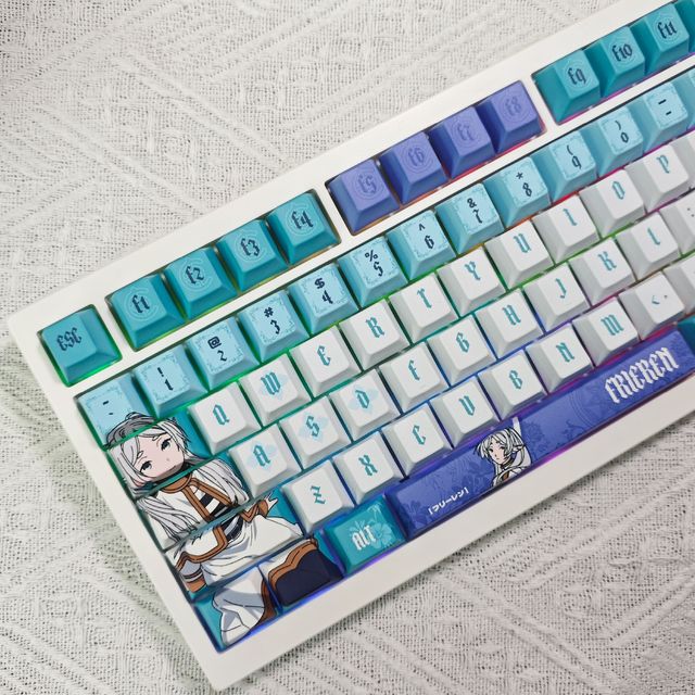 Five Sided Sublimation Burial Fullian Celadon Keycaps PBT Material Engraved Small Set 132 Key Original Height Keycaps