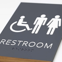 Panneau de signalisation tactile ADA en braille pour bâtiment commercial, lettres en relief personnalisées, pour sortie de bureau et porte de toilettes accessible