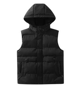 سترة منفوخة بغطاء رأس للجنسين، مسامية، مقاومة للرياح والماء، دافئة، بلون سادة، بسحاب، للتنقلات الشتوية والمشي في الهواء الطلق والاستخدام اليومي - Product Image 5