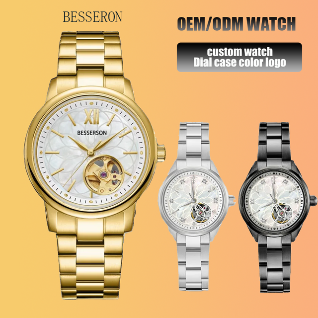 Luxury Ladies Wrist Watch Automatic Movement Diamond Custom Logo Stainless Steel Band Miyota 6T28 Analog Alarm Water Resistant
