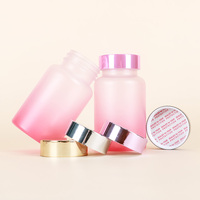 Flacon d'emballage personnalisable pour compléments alimentaires, pilules et comprimés, en PET recyclé, imprimé en sérigraphie, dégradé de rose