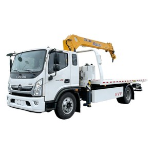 Grúa de Plataforma Plana Foton Ollin 4x2 con Grúa de Brazo de 5 Toneladas y 3 Toneladas, Camión de Remolque con Plataforma Deslizante y Motor Cummins para Rescate - Product Image 1
