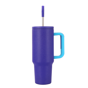 Recién llegado, <span class=keywords><strong>taza</strong></span> personalizada con aislamiento de acero inoxidable de doble pared, compre un vaso de 40oz con asa y pajita - Product Image 4