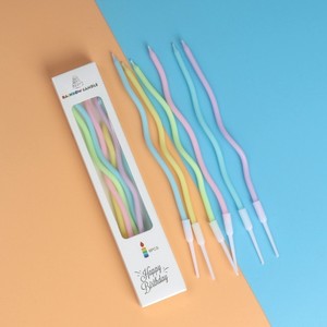 Bougies d'anniversaire arc-en-ciel, colorées, en forme de spirale courbée, en cire de soja mélangée, longues, pour la décoration de gâteaux - Product Image 3