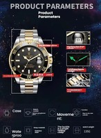 Montre-bracelet mécanique automatique pour homme, usage quotidien professionnel, bracelet en acier inoxydable avec aiguilles lumineuses pour gentlemen