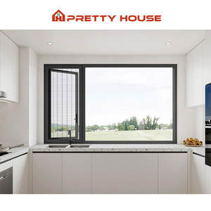 American NFRC Hurricane Impact House Ventanas y puertas de aluminio de doble acristalamiento grandes Ventana abatible de vidrio templado - Product Image 5