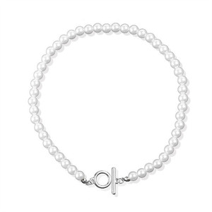 Collier ras <span class=keywords><strong>du</strong></span> cou tendance avec boucle OT, pendentif cœur et perles rondes pour femme - Product Image 5
