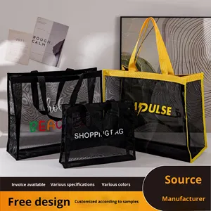 Sac de plage portable en maille de nylon translucide personnalisé pour le rangement extérieur - Product Image 3