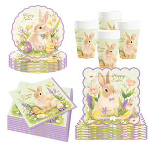DAMAI New <b>Easter</b> Bunny Party Theme Festival Disposable Paper Plates Tissue Cups Tableware Decoration for <b>Easter</b> Festival - Product Image 3