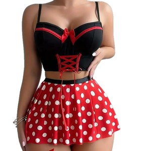 Conjunto de Lencería Sexy y Erótica de Dos Piezas con Falda Corta Roja de Lujo para Mujer, Ideal para Fiestas Nocturnas - Product Image 5
