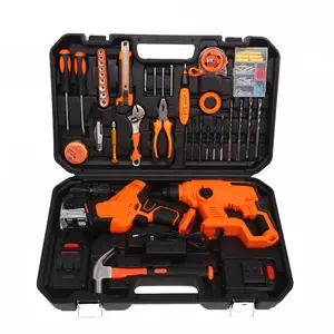 Portable heavy duty 105 pcs electrician saber saw toolbox lithium electric drill corner mill combination set