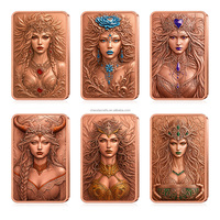 Barre de cuivre 5 oz avec motif en relief 3D, impression couleur, déesse, pièce de collection, lingot de cuivre fin 5 oz pour vente en gros et cadeaux