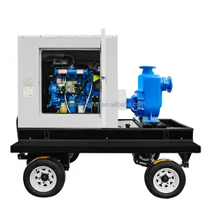 Sharpower Groothandel Eencilinder 50kw Dieselmotor Zelfaanzuigende Mobiele 30M Kop 180 Stroom Riolering Waterpomp Set