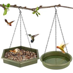 Comedero y Bebedero <span class=keywords><strong>para</strong></span> Pájaros 2 en 1, Bandeja de Plástico Resistente a la Intemperie <span class=keywords><strong>con</strong></span> Cadena de Metal Negra, Bebedero <span class=keywords><strong>para</strong></span> Pájaros <span class=keywords><strong>para</strong></span> Jardín Exterior - Product Image 5