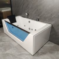 Nouvelle tendance : baignoire de spa à cascade, baignoire autoportante de luxe pour villa, baignoire à jets d'eau intérieure, jacuzzi massant en acrylique complet