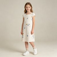 Tissu TC A076 bleu-jaune à motif pissenlit pour Hanfu et robes