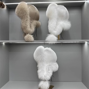 Wmfur Mùa Đông Cắm Trại Dày Nga Lông Mũ Tai Flap Cape Bất Fox Fur <span class=keywords><strong>Hat</strong></span> Với Cừu Da Trapper <span class=keywords><strong>Hat</strong></span> Đối Với Phụ Nữ - Product Image 6