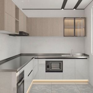 Appartamento 304 in acciaio inox moderno armadio da cucina Zero formaldeide armadio con lavello accessorio per le famiglie - Product Image 1