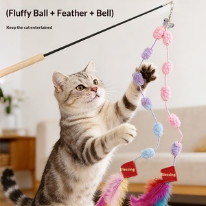 Baguette de <span class=keywords><strong>chat</strong></span> style chinois avec motif porte-bonheur, plume en polyester, design télescopique, jouet interactif pour tous les âges - Product Image 2