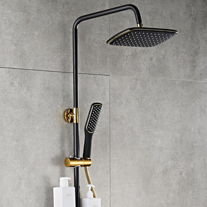 Cabezal de Ducha Chengming Negro Dorado, Rectangular, con Rociador de Lluvia, Portátil, de Mano, con Función Anticorrosión - Product Image 5