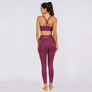 مصنع OEM إمرأة أكتيفيوير طماق لامعة مخصص ارتفاع الخصر السائل طماق لامعة اليوغا اللباس الداخلي مع جيوب - Product Image 6