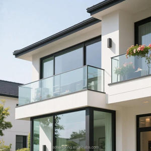 Système de balustrade moderne pour balcon extérieur en alliage d'aluminium et acier inoxydable, avec panneaux de verre sans cadre de 12 mm pour escalier de villa - Product Image 1