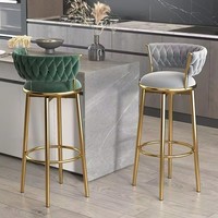 Nordischer Luxus Küchenhocker Moderner Hoher Barhocker mit Goldmetall Samt-Leder Verstellbare Kunststoff-Möbel Tisch
