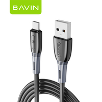 Câble de données de charge rapide 3.1A en silicone TPE flexible Type-C Micro USB pour téléphone portable BAVIN, prix de gros, 1.2M, CB231