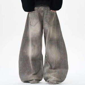 กางเกงยีนส์ทรงแบ็กกี้สีเทาแบบวินเทจสำหรับผู้ชาย สไตล์ Y2K ลำลอง ลายสาดสี ทรงสกิมิทาร์ วาลาบาซาส ผ้าคอตตอนหนา กางเกงยีนส์สตรีทแวร์สำหรับผู้ชาย - Product Image 3