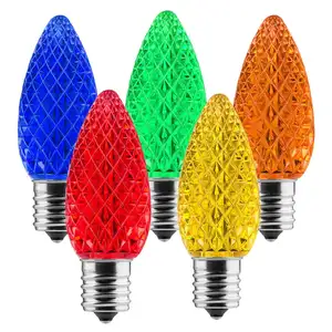 Fabrik preis C7 LED Multi Color Facettiertes Weihnachts licht Ersatz Kandelaber Basis birne