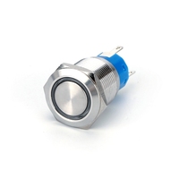 HS 16/19/22mm IP65 Étanche En Aluminium Tête Plate Tête Haute En Acier Inoxydable Bouton Poussoir LED Anneau Puissance Momentané 250V