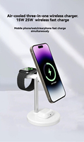 Chargeur sans fil 3 en 1 magnétique 25W, support de téléphone, ventilateur TEC, station de charge rapide multifonction PD pour téléphone, écouteurs, montre