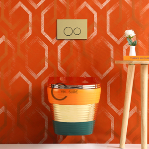 WC suspendu mural en céramique couleur or, toilette de luxe dorée électro-plaquée pour salle de bain - Product Image 6
