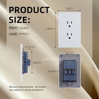Prise murale double, panneau PC blanc ignifuge, double prise 15/16A, type US, 3 broches, prise électrique