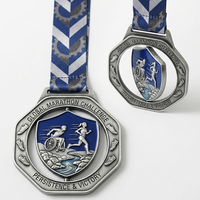 Médaille de marathon personnalisée, creuse, en argent vieilli, 3D, pour course à pied, défi mondial, course en fauteuil roulant, récompense sportive, souvenir