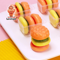 Fournisseur en gros de bonbons OEM, bonbons gélifiés halal aux saveurs fruitées de hamburger, étiquette privée personnalisée pour emballage en boîte