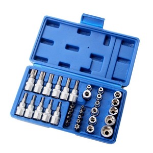 34 Piece <b>Socket</b> Bit Set 1/4 In Chrome Vanadium Steel <b>Impact</b> <b>Socket</b> Kit For Automotive Repair Mechanic Tools - Product Image 2
