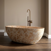 Baignoire ovale en pierre artificielle de style rétro, finition couleur marbre, luxe léger, nouveau style, pour hôtel.