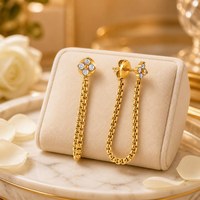 Boucles d'oreilles en acier inoxydable ChuYao avec pampilles en forme de trèfle pour femmes, zircon blanc, plaqué or 18 carats, bijoux de mode, collection en gros