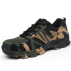 Factory direct supply sports steel head light breathable safety shoes camouflage fashion anti-slip wear-resistant work shoes